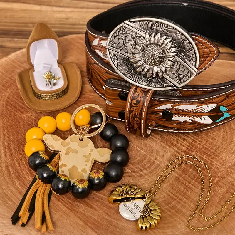 Sunflower Theme DIY Hidden Knife Belt Buckle Necklace Bracelet Bundle Set sold by FloralTrip