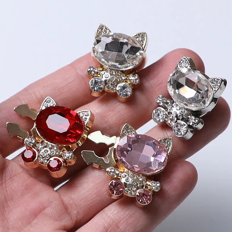 1 Pair Cute Cat Artificial Crystal Snap-On Shirt Button Covers sold by FloralTrip product image thumbnail 3