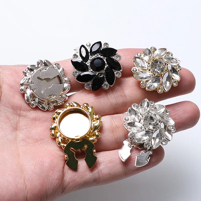 1 Pair Crystal Flower Rhinestone Snap-On Shirt Button Covers sold by FloralTrip product image thumbnail 3