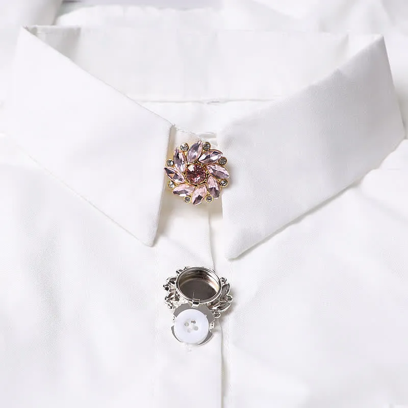 1 Pair Crystal Flower Rhinestone Snap-On Shirt Button Covers sold by FloralTrip