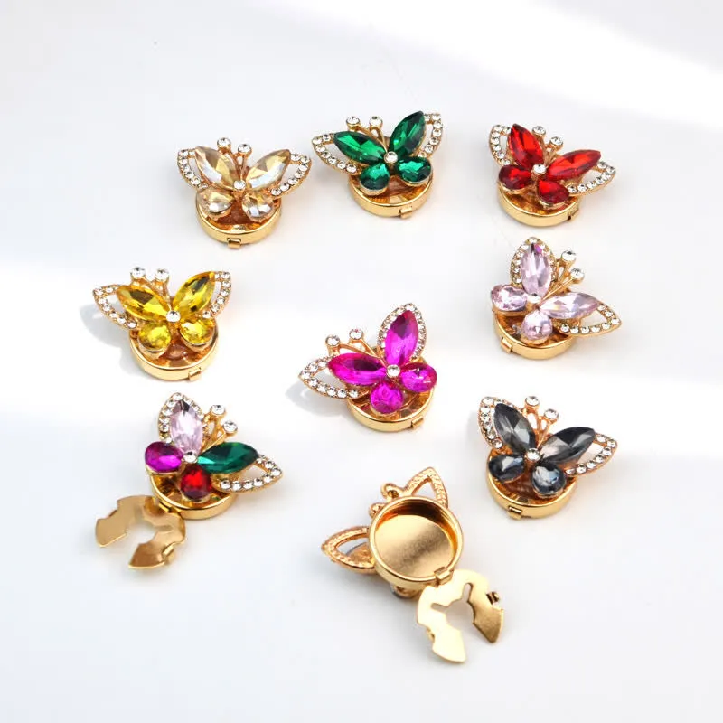 1 Pair Rhinestone Crystal Butterfly Snap-On Shirt Button Covers sold by FloralTrip product image thumbnail 3