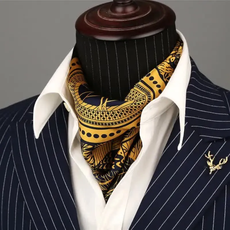Men's Tropical Rainforest Print Mulberry Silk Square Cravat sold by FloralTrip