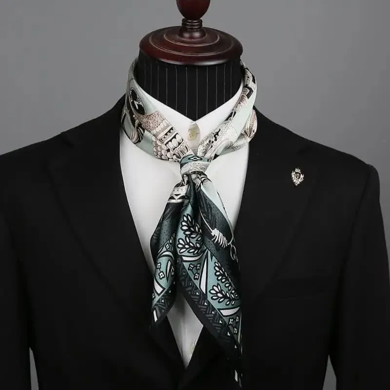 Men's Greenery Vintage Style Thin Long Silk Scarf sold by FloralTrip