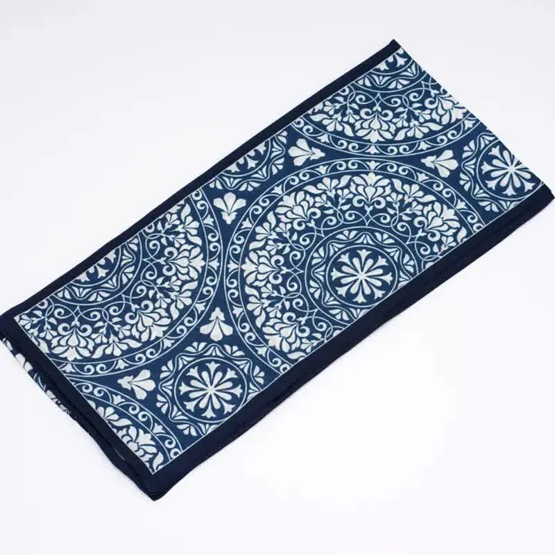 Men's Blue And White Floral Dual Sided Thin Long Scarf sold by FloralTrip product image thumbnail 4