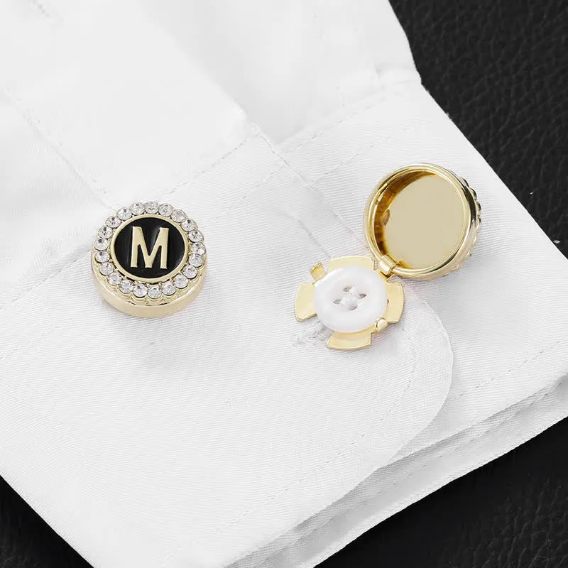 1 Pair Black & Gold Initials Snap-On Shirt Button Covers sold by FloralTrip