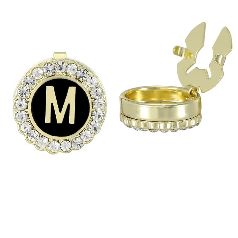 1 Pair Black & Gold Initials Snap-On Shirt Button Covers sold by FloralTrip product image thumbnail 2
