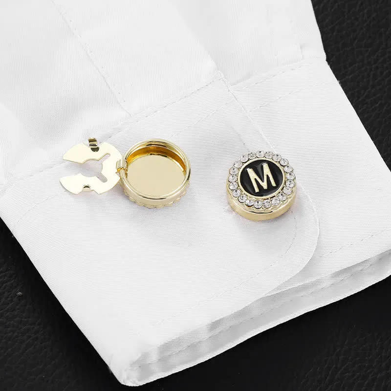 1 Pair Black & Gold Initials Snap-On Shirt Button Covers sold by FloralTrip product image thumbnail 3
