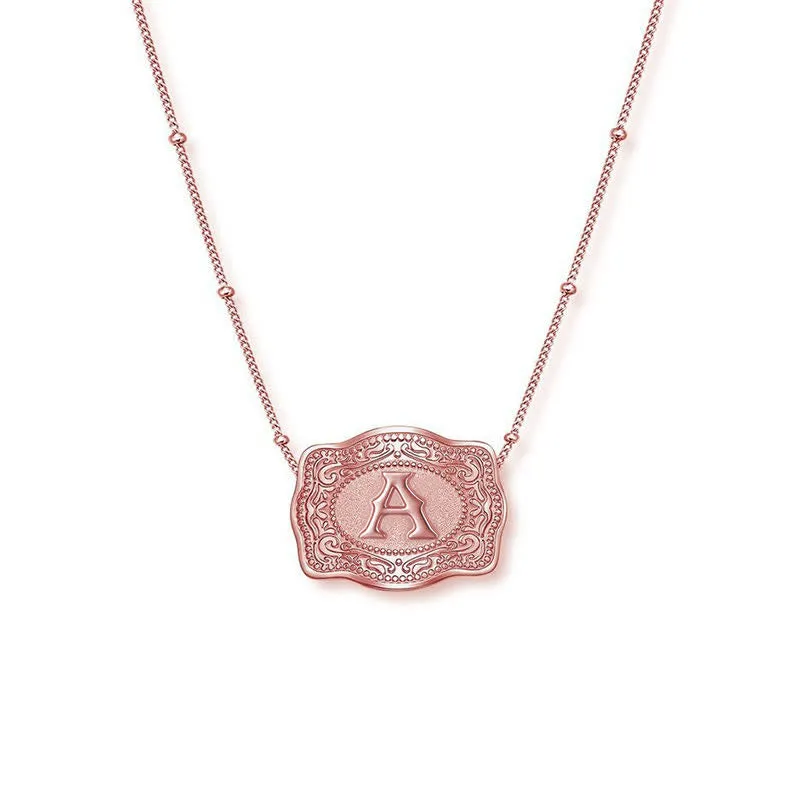 Rose Gold Mini Embossed Initial Letter Necklace sold by FloralTrip