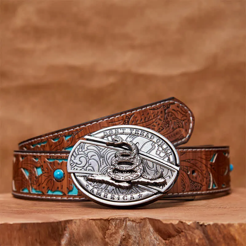 Men's DIY Black Mamba Hidden Folding Knife Leather Belt sold by FloralTrip