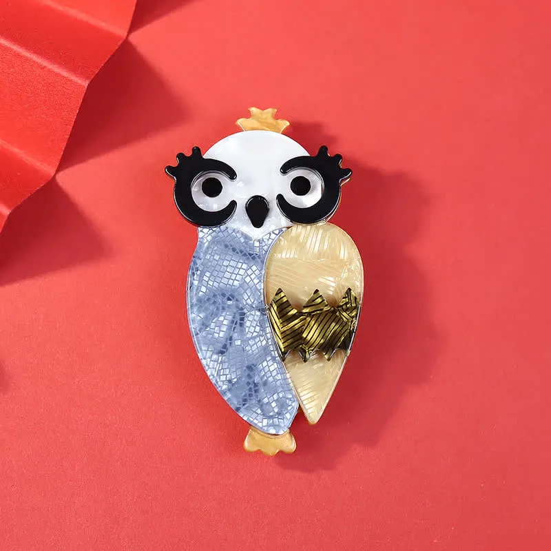 Cute Blue Owl Bird Handmade Acrylic Brooch sold by FloralTrip