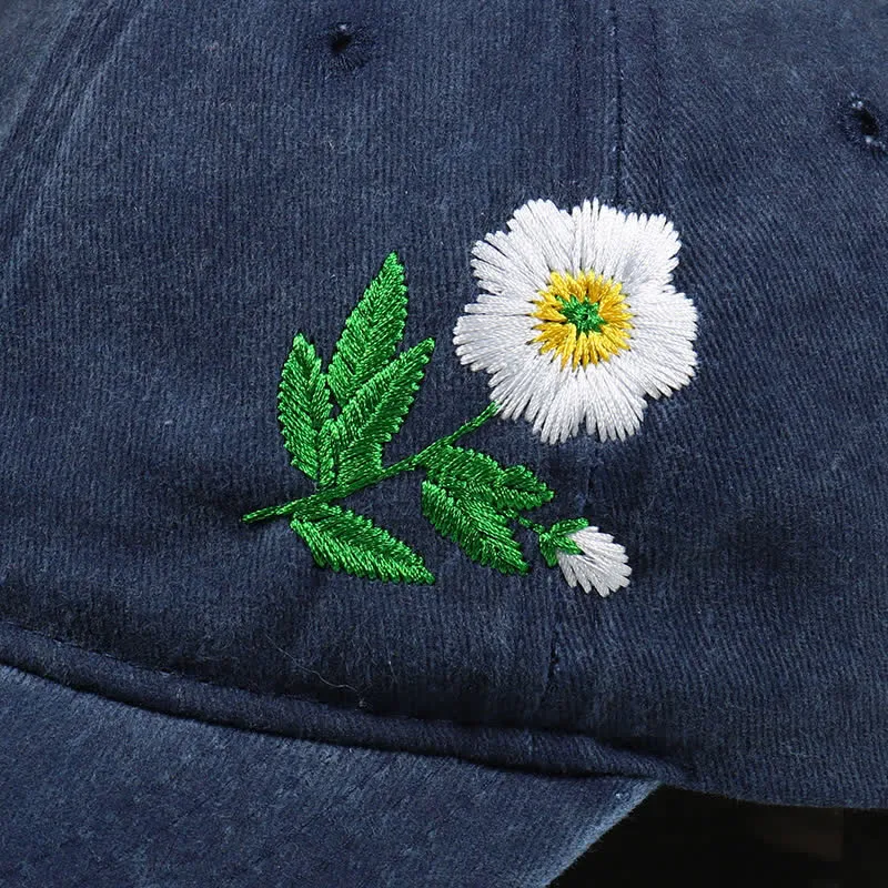 Summer Embroidered Daisy Floral Adjustable Baseball Cap sold by FloralTrip product image thumbnail 2
