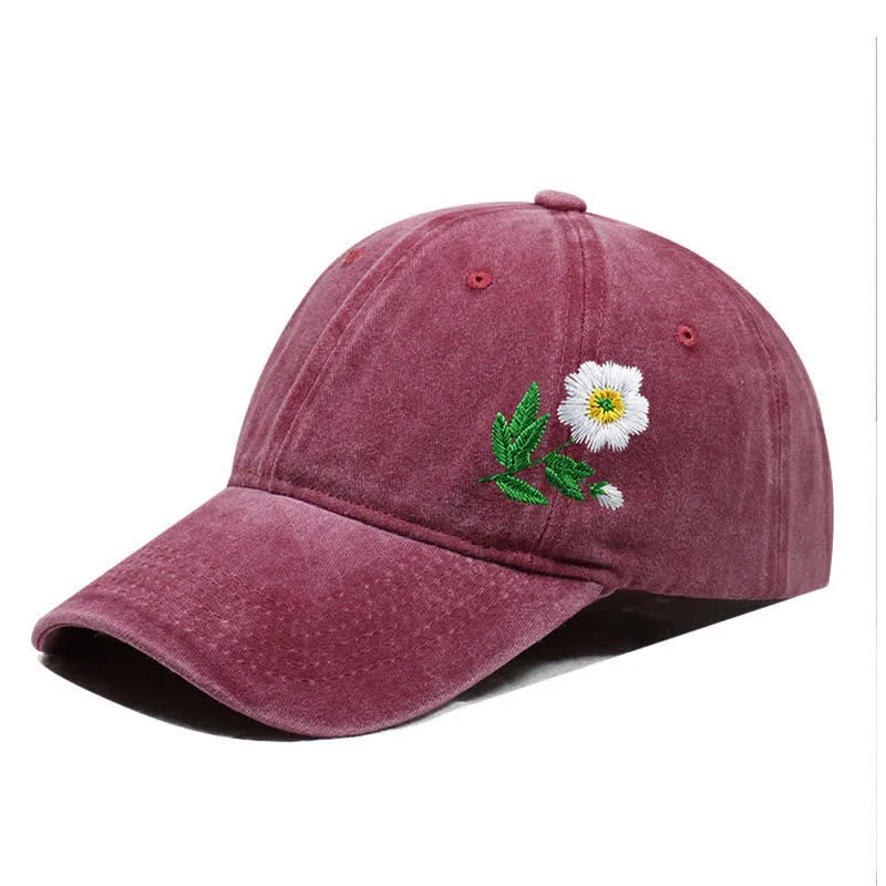 Summer Embroidered Daisy Floral Adjustable Baseball Cap sold by FloralTrip product image thumbnail 5