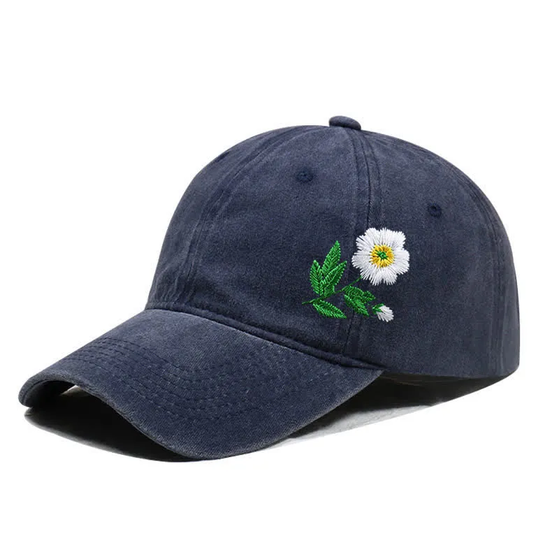 Summer Embroidered Daisy Floral Adjustable Baseball Cap sold by FloralTrip product image thumbnail 4