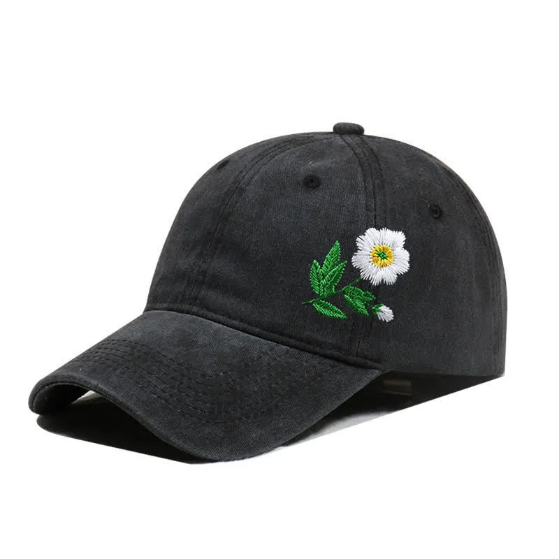 Summer Embroidered Daisy Floral Adjustable Baseball Cap sold by FloralTrip product image thumbnail 3