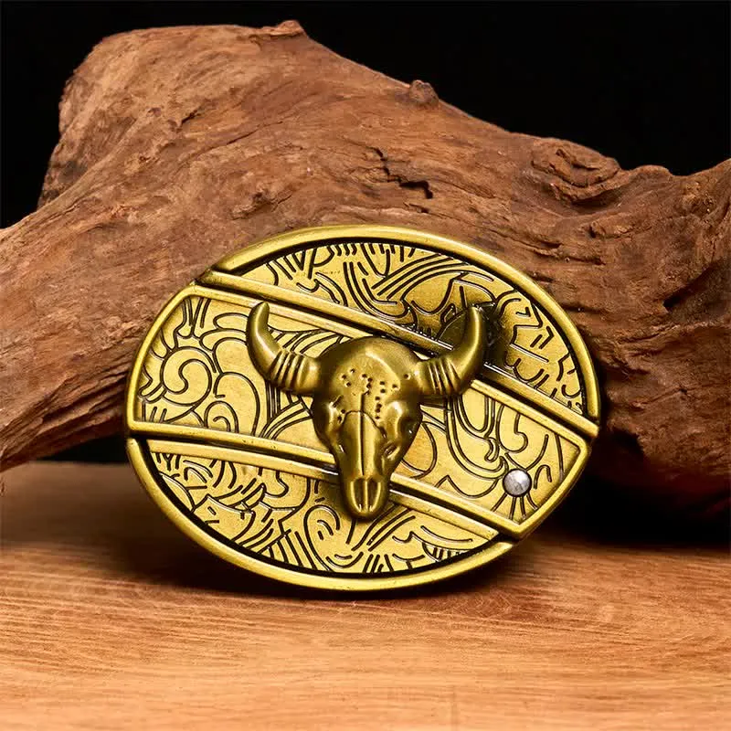 Men's DIY Bronze Longhorn Bull Hidden Folding Knife Leather Belt sold by FloralTrip