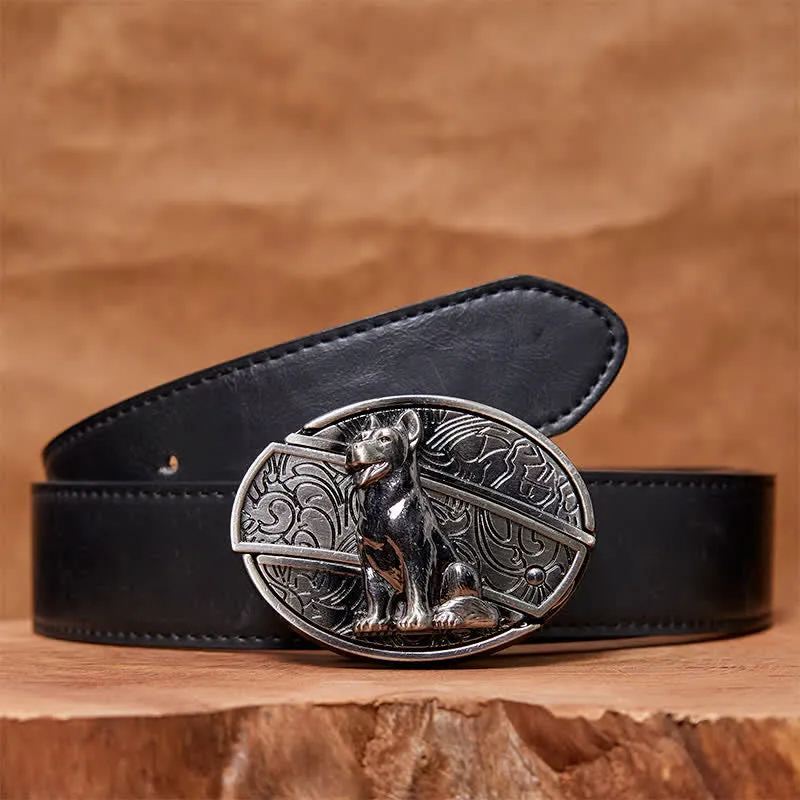 Men's DIY Loyal Dog Hidden Folding Knife Leather Belt sold by FloralTrip