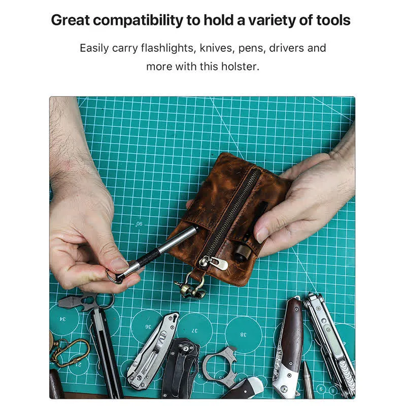 Outdoor Tool Storage Leather Belt Bag With Large Hook Buckle sold by FloralTrip product image thumbnail 5