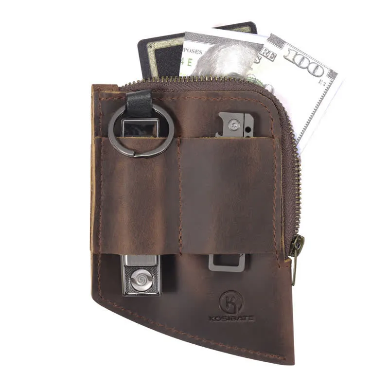 Curved Shape EDC Pocket Wallet Leather Belt Bag sold by FloralTrip