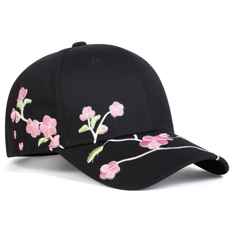 Pink Side Face Embroidery Floral Adjustable Baseball Cap sold by FloralTrip