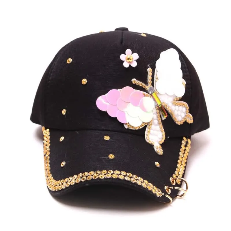 Pink Bling Sequin Butterfly Adjustable Baseball Cap sold by FloralTrip product image thumbnail 2