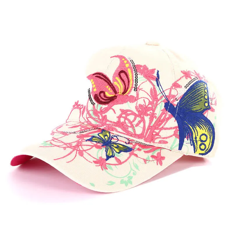 Butterfly Embroidery Floral Adjustable Baseball Cap sold by FloralTrip product image thumbnail 5