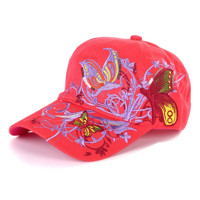 Butterfly Embroidery Floral Adjustable Baseball Cap sold by FloralTrip product image thumbnail 2