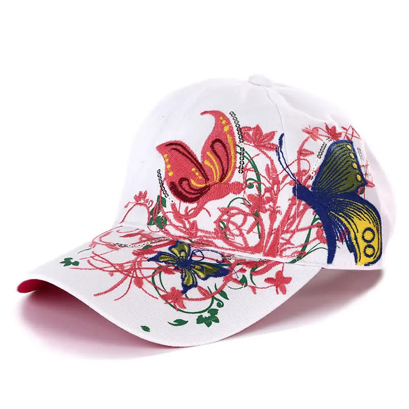Butterfly Embroidery Floral Adjustable Baseball Cap sold by FloralTrip product image thumbnail 4