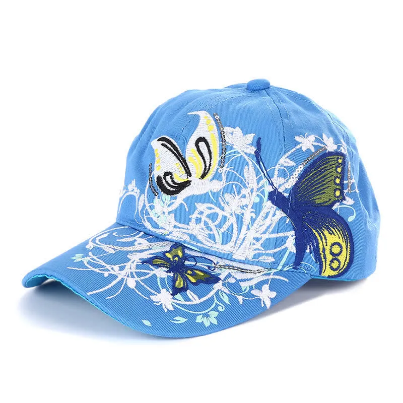 Butterfly Embroidery Floral Adjustable Baseball Cap sold by FloralTrip product image thumbnail 3