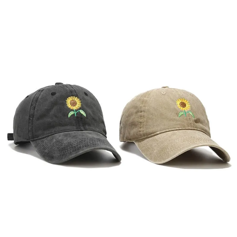 Sunflower Embroidery Floral Adjustable Baseball Cap sold by FloralTrip product image thumbnail 3