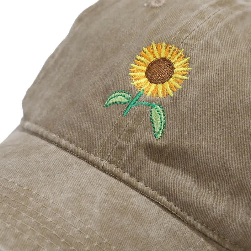 Sunflower Embroidery Floral Adjustable Baseball Cap sold by FloralTrip product image thumbnail 4