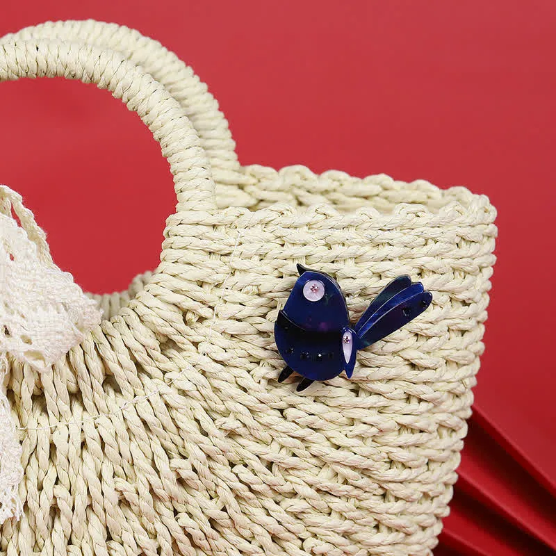 Navy Little Cartoon Bird Handmade Acrylic Brooch sold by FloralTrip product image thumbnail 3