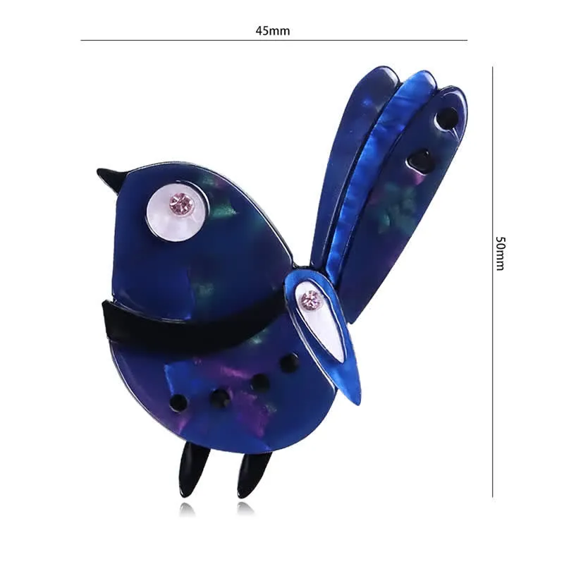 Navy Little Cartoon Bird Handmade Acrylic Brooch sold by FloralTrip product image thumbnail 5