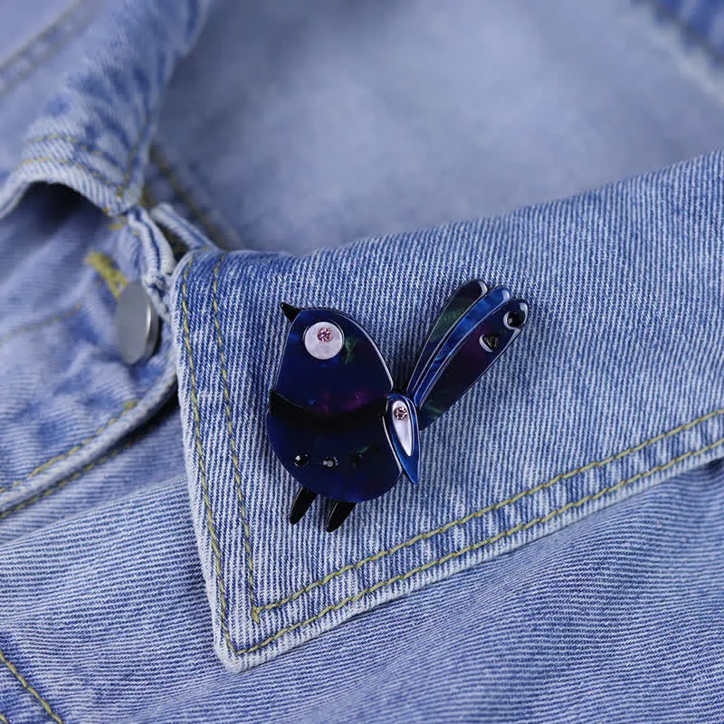 Navy Little Cartoon Bird Handmade Acrylic Brooch sold by FloralTrip product image thumbnail 2