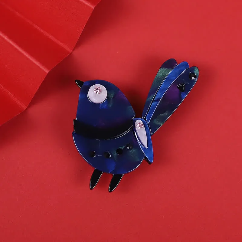 Navy Little Cartoon Bird Handmade Acrylic Brooch sold by FloralTrip