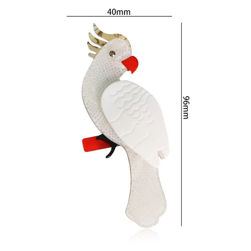 White Parrot Cartoon Bird Handmade Acrylic Brooch sold by FloralTrip product image thumbnail 5