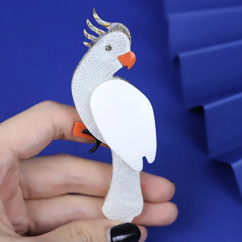White Parrot Cartoon Bird Handmade Acrylic Brooch sold by FloralTrip product image thumbnail 3