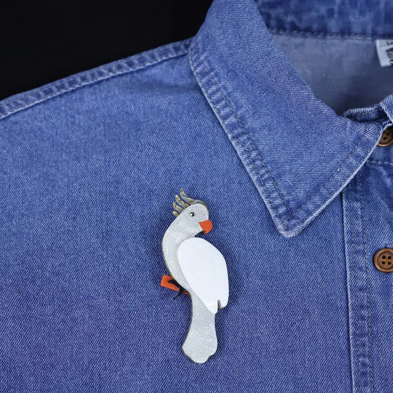White Parrot Cartoon Bird Handmade Acrylic Brooch sold by FloralTrip product image thumbnail 2