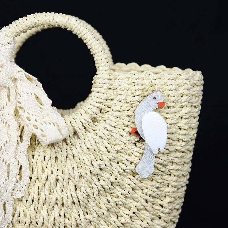 White Parrot Cartoon Bird Handmade Acrylic Brooch sold by FloralTrip product image thumbnail 4