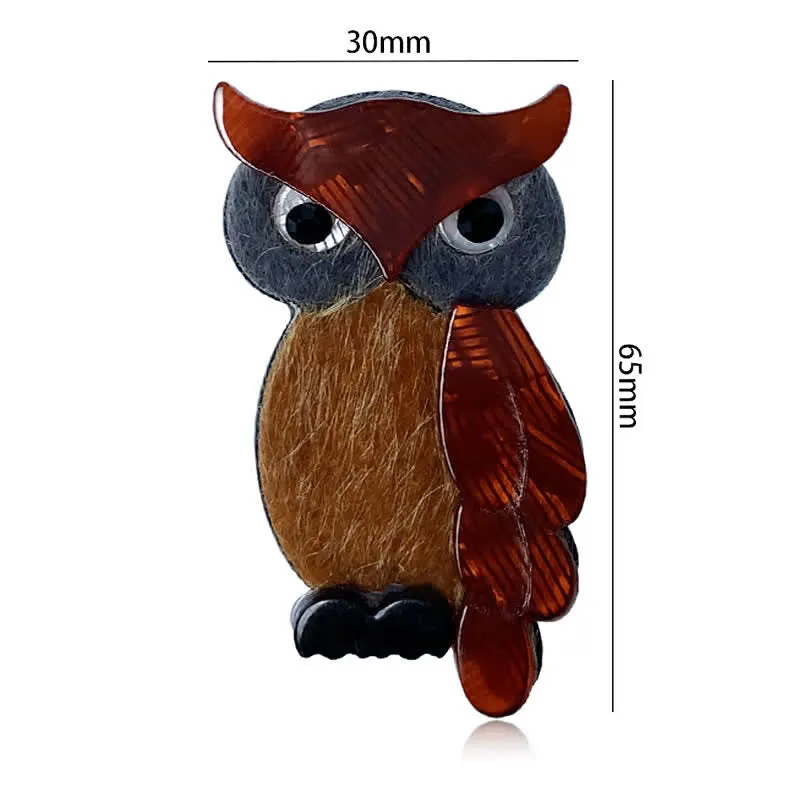 Brown Night Owl Cartoon Bird Handmade Acrylic Brooch sold by FloralTrip product image thumbnail 5