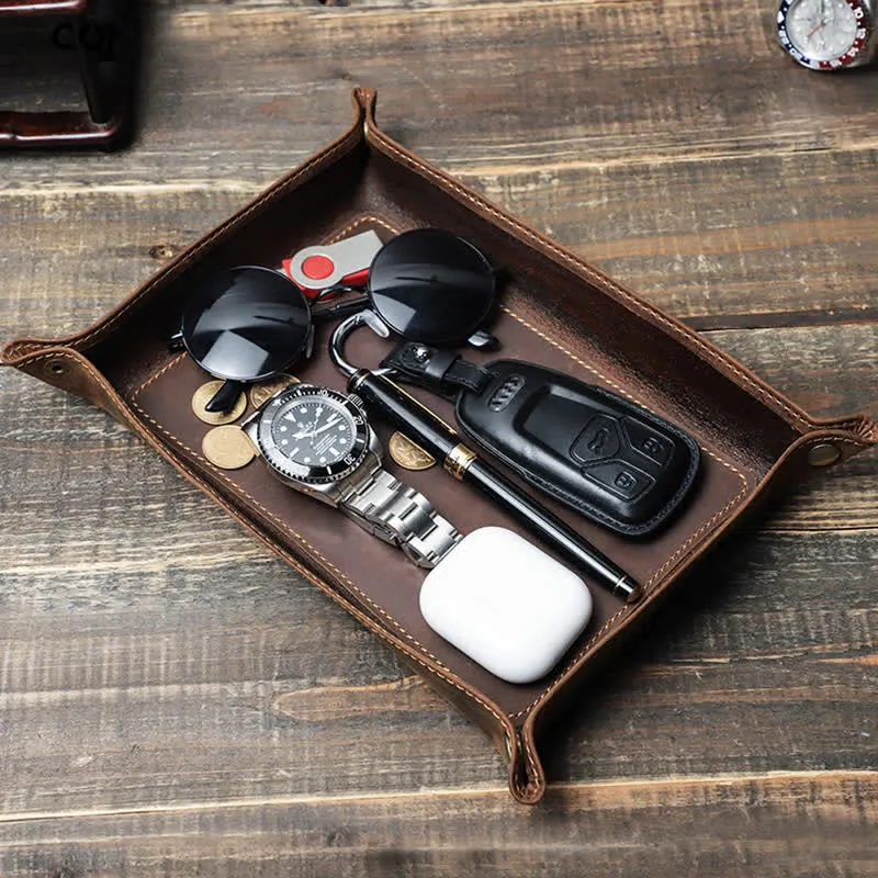 Large Rectangle Leather Custom Name Foldable Valet Tray sold by FloralTrip