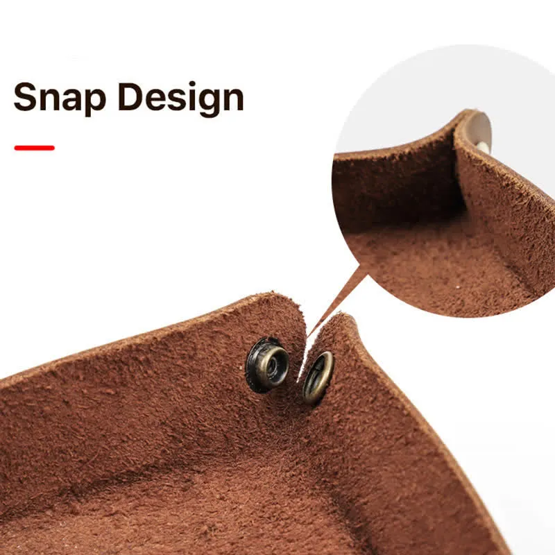 Rustic Genuine Leather Custom Name Foldable Valet Tray sold by FloralTrip product image thumbnail 5