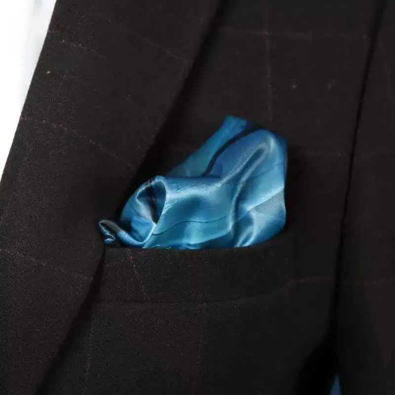 Men's Luxury Blue-Green Feather Print Pocket Square sold by FloralTrip
