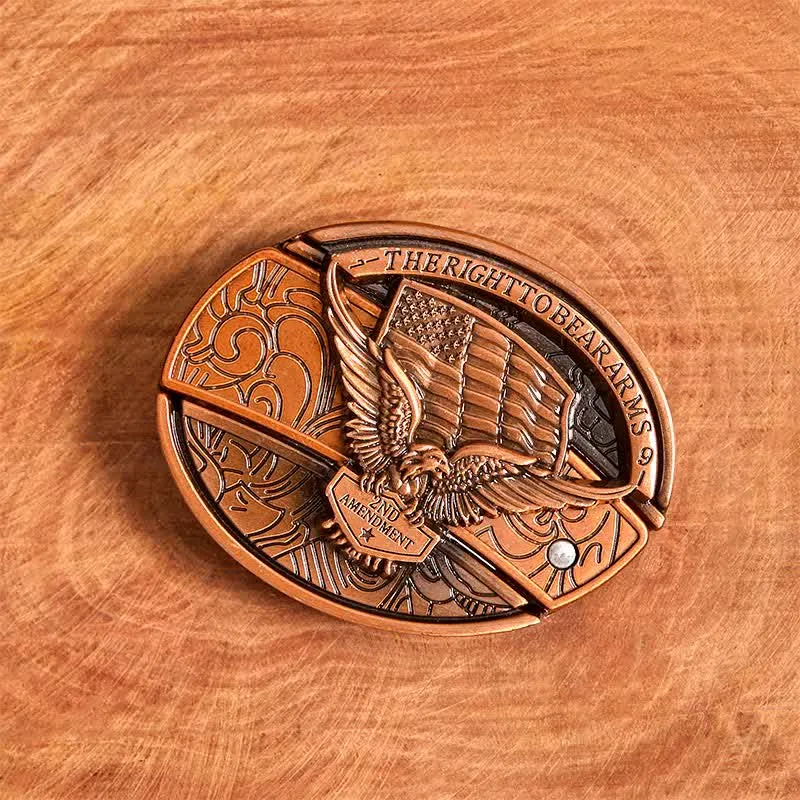 Men's DIY Red Bronze Eagle USA Flag Hidden Folding Knife Leather Belt sold by FloralTrip product image thumbnail 3