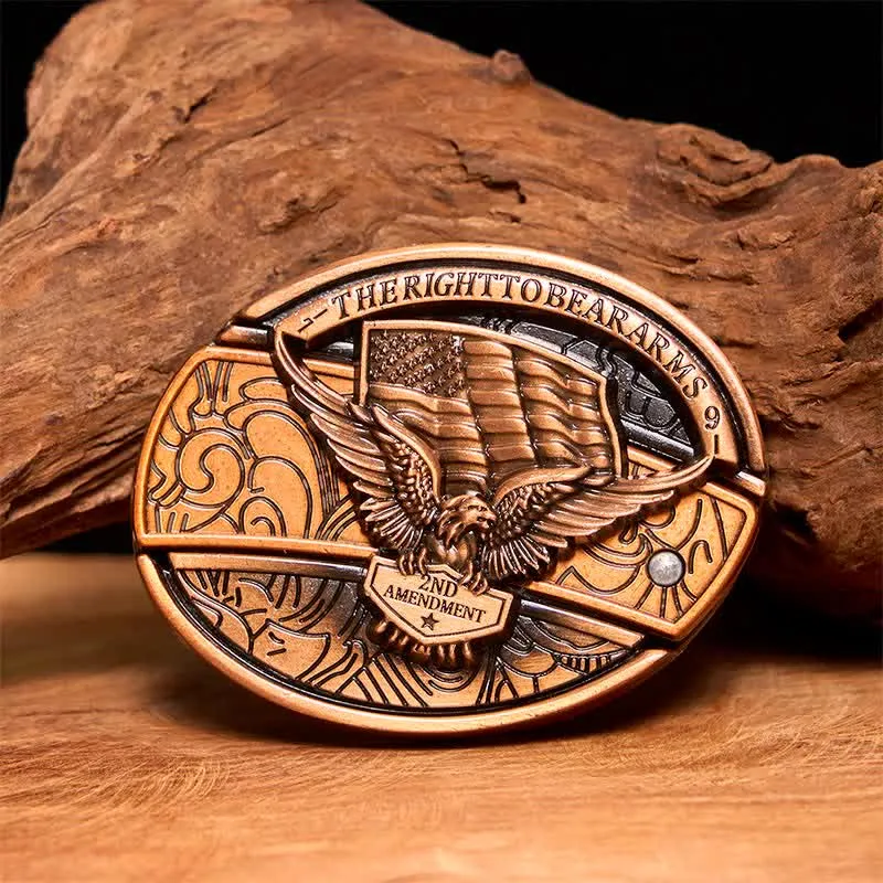 Men's DIY Red Bronze Eagle USA Flag Hidden Folding Knife Leather Belt sold by FloralTrip