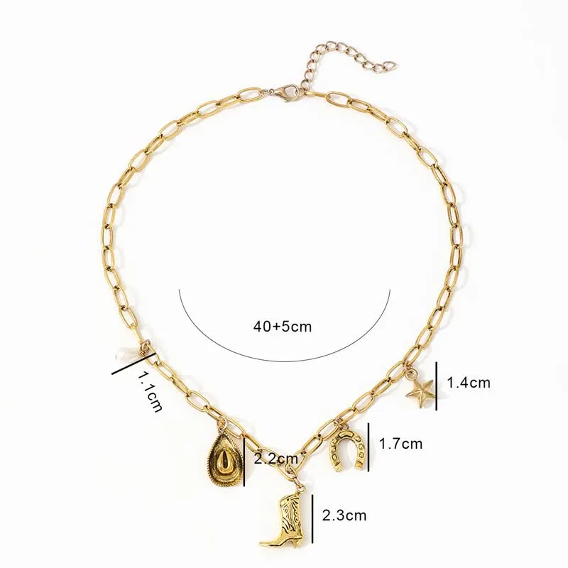 Western Cowboy Themed Women's Metal Necklace sold by FloralTrip product image thumbnail 4