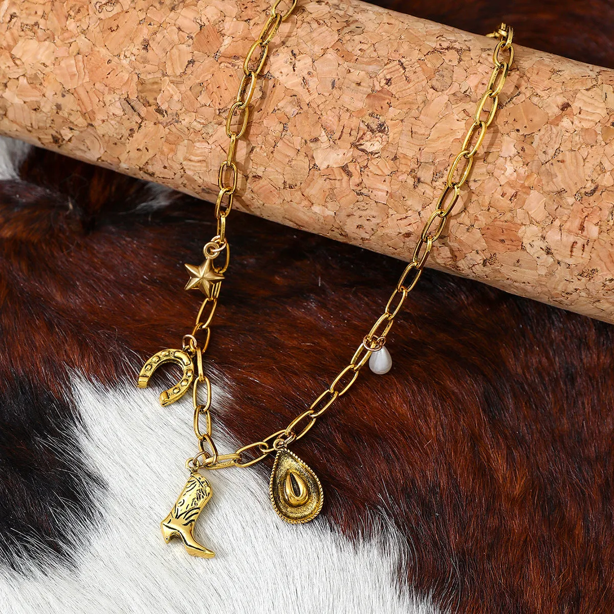 Western Cowboy Themed Women's Metal Necklace sold by FloralTrip product image thumbnail 2