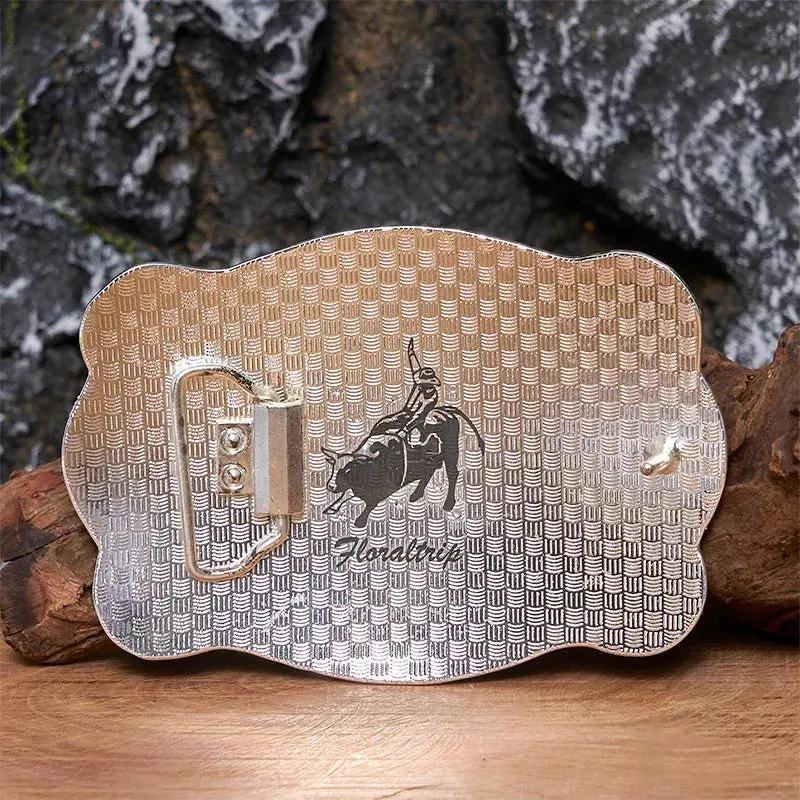 Silver & Gold DIY Cowboy Praying Cross Horse Large Buckle Leather Belt sold by FloralTrip