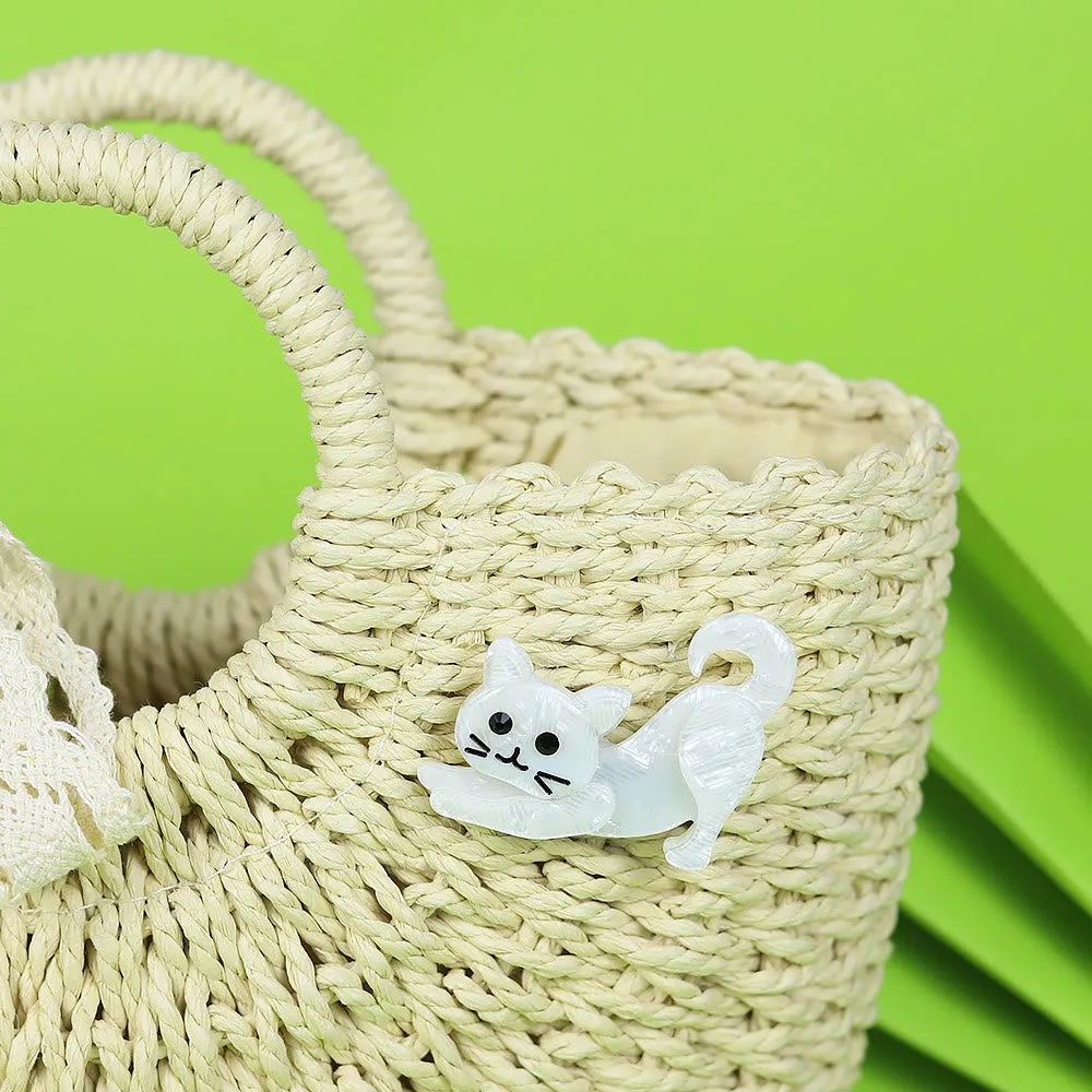 Charming Accessory White Cat Handmade Acrylic Brooch sold by FloralTrip product image thumbnail 3