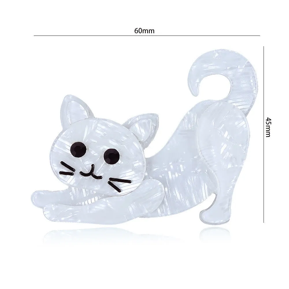 Charming Accessory White Cat Handmade Acrylic Brooch sold by FloralTrip product image thumbnail 4