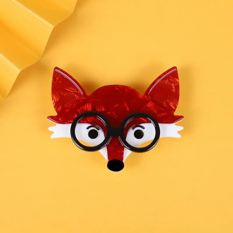 Unisex&Cute Fox Head Handmade Acrylic Brooch sold by FloralTrip
